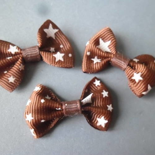 X 5 jolis nœuds papillon marron motif étoile beige 3,6 x 2,4 cm 