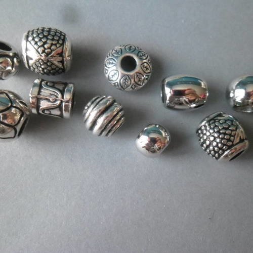 X 50 mixte perles intercalaires en ccb plastique argent vieilli pour bracelet