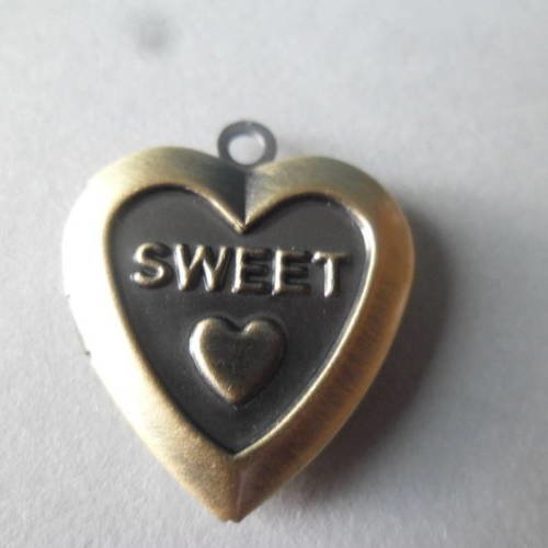 X 1 cadre porte-photo coeur"sweet" à motif coeur bronze 23 x 20 mm 