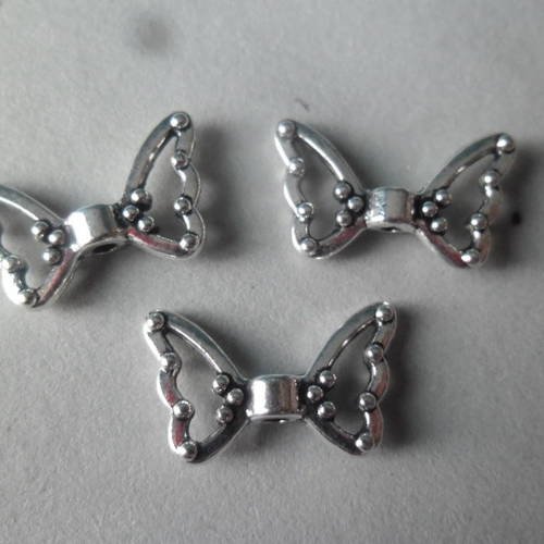 X 10 perles en forme de papillon accessoire bijoux argenté 18 x 10 mm 
