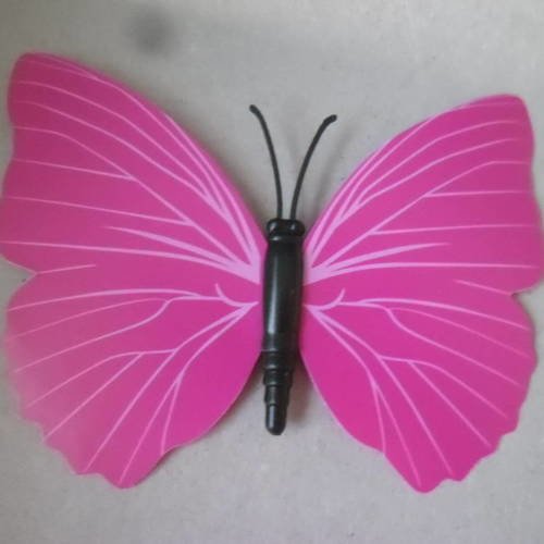 X 1 magnifique embellissement forme papillon fuchsia motif rose à coller 10 x 8 cm 
