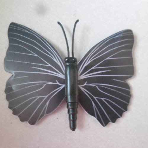 X 1 magnifique embellissement forme papillon noir motif gris à coller 8,5 x 6,5 cm 