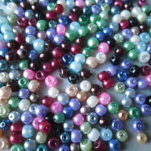 X 50 mixte perles en verre rondes multicolore satiné 4 mm 