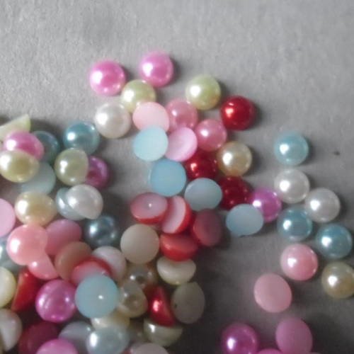 X 100 mixte demi-perle bombé embellissements multicolore acrylique 5 mm 