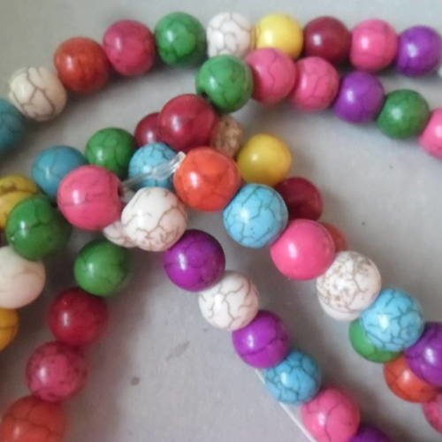 X 12 mixte perles howlite en pierre multicolore 8 mm 