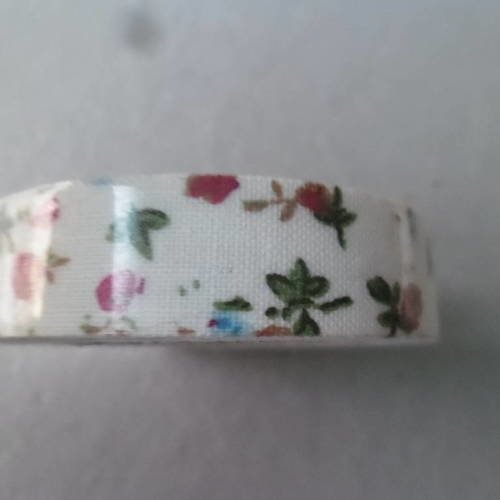 X 5 mètres de ruban tissu adhésif masking tape fond blanc motif fleurette 15 mm 