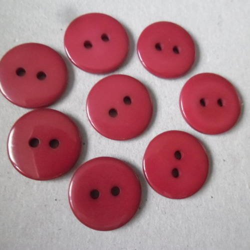 X 10 boutons rond couleur rouge foncé 2 trous en résine 17,5 mm 