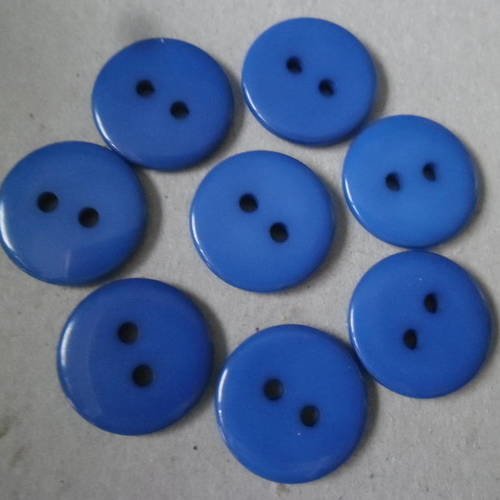 X 10 boutons rond couleur bleu foncé 2 trous résine 17,5 mm 