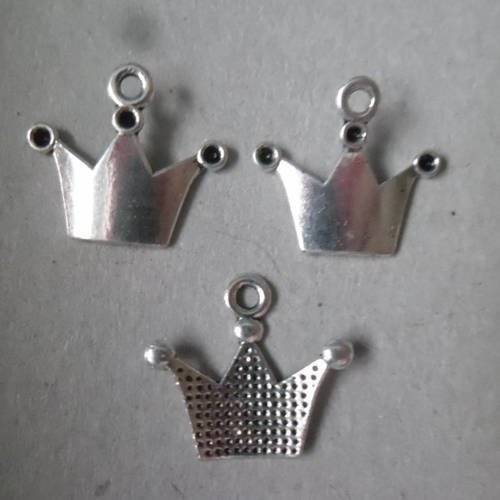 X 5 breloques pendentif charme couronne argenté 19 x 17 mm 