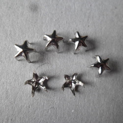 X 20 rivets spikes clous griffe forme étoile argenté 7 mm 