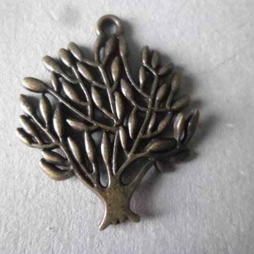 X 1 pendentif motif arbre couleur bronze 31 x 25 mm 