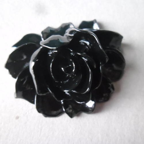 X 1 grande fleur noir embellissement(cabochon)enrésine 46 x 36 mm 