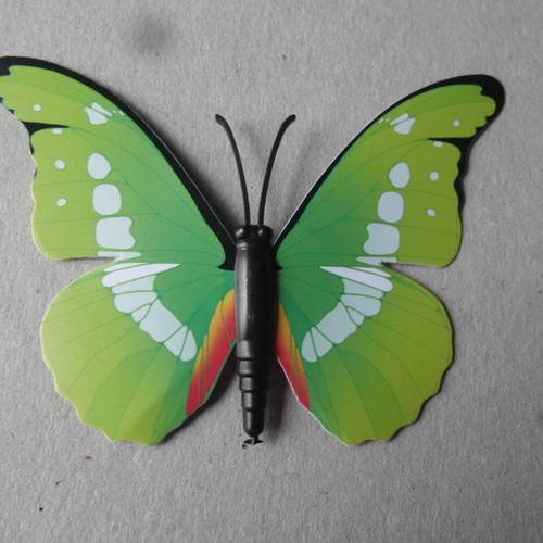 X 1 embellissement forme papillon ton vert à coller 8,5 x 6,5 cm 