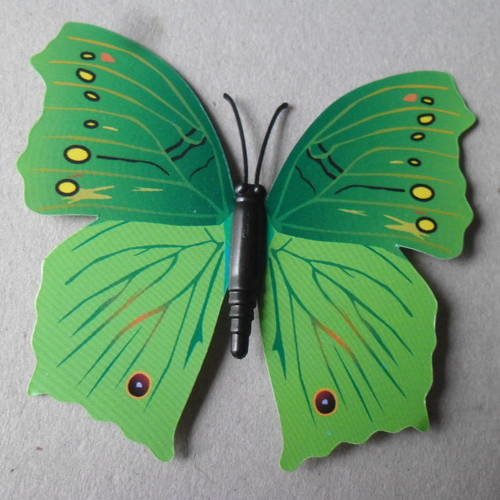 X 1  embellissement forme papillon ton vert"multicolore" à coller 8,5  cm 