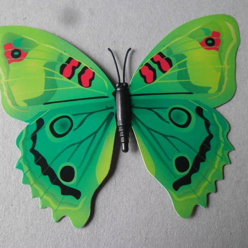 X 1 grand embellissement forme papillon ton vert à coller 12 x 10 cm 