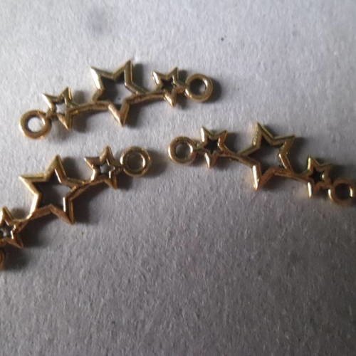 X 5  connecteurs forme 3 étoiles couleur doré 25 x 10 mm
