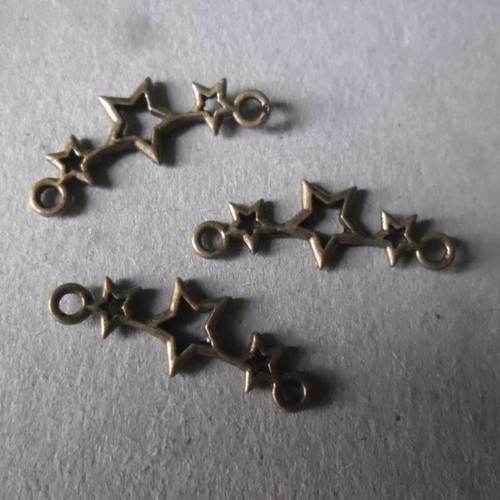X 5 connecteurs en forme de 3 étoiles couleur bronze 25 x 10 mm 