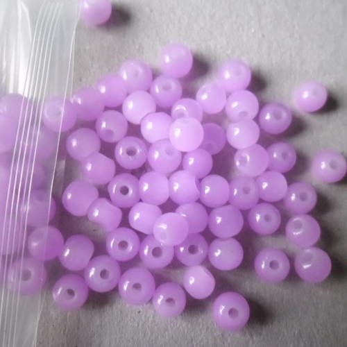 X 20 perles en verre imitation jade violet 4 mm 