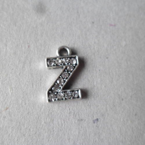 X 1 pendentif en forme de lettre z à strass couleur blanc 15 x 9 mm 