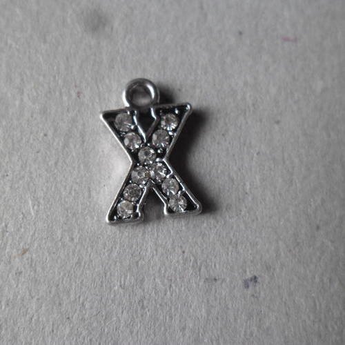 X 1 pendentif en forme de lettre x à strass couleur blanc 15 x 9 mm 