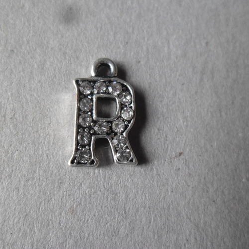 X 1 pendentif en forme de lettre r à strass couleur blanc 15 x 9 mm 