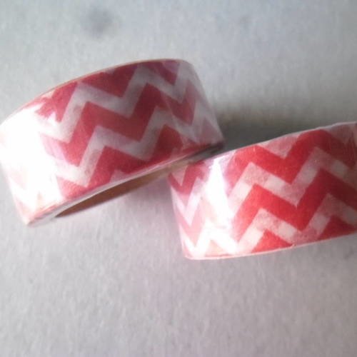X 3 mètres de ruban masking tape motif zigzag rouge,blanc repositionnable 15 mm 