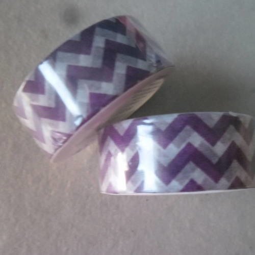 X 3 mètres de ruban masking tape motif zigzag violet,blanc reposotionnable 15 mm 