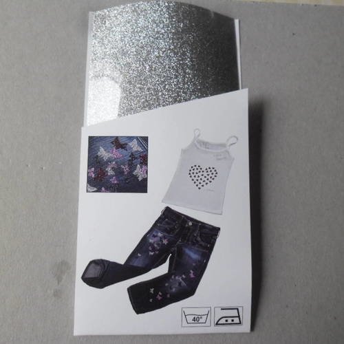 X 1 film à repasser glitter pour faire des motifs couleur argenté pailleté 16 x x 9 cm 