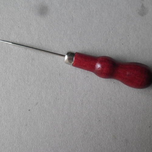 X 1 alène manche en bois rouge foncé outil pour création de bijoux 13 x 2 cm 