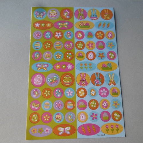 X 70 mixte stickers autocollants multicolore sur le thème de pâques n°8 