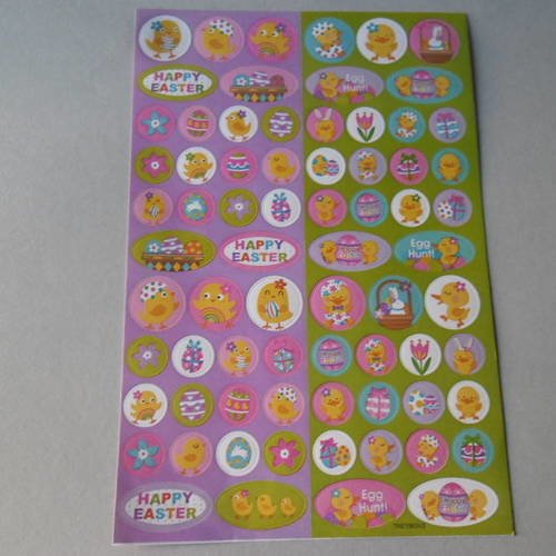X 70 mixte stickers autocollants multicolore sur le thème de pâques n° 6 