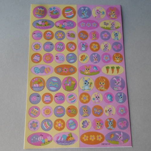 X 71 mixte stickers autocollants multicolore sur le thème de pâques n°4 
