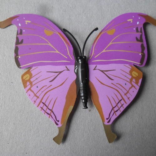 X 1 grand embellissement forme papillon ton rose,violet,marron 8,5 x 10 cm 