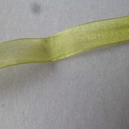 X 2 mètres de ruban organza uni couleur vert anis satiné 20 mm 
