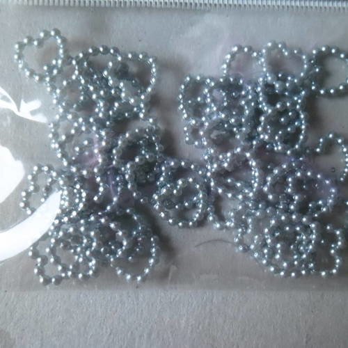 X 50 embellissements perles en forme de coeur gris satiné double face 11 mm 