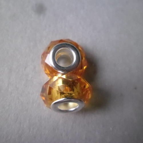 X 5 perles européen en verre jaune/orangé à facette 15 x 8 mm 