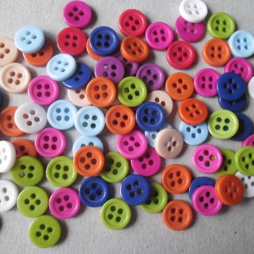 X 20 mixte boutons résine rond multicolore 4 trous 9 mm 