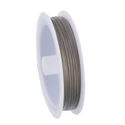 X 1 bobine de 70 mètres de fil d'acier inoxydable argenté   0,45 mm de diamètre 