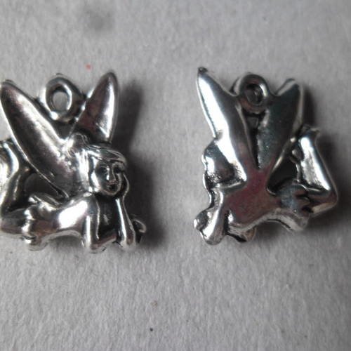 X 5 pendentifs petite fée adorable en métal argenté 17 x 13 mm 