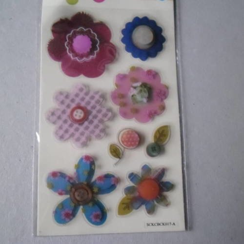 X 8 mixte stickers autocollants 3d représentant des fleurs multicolore 