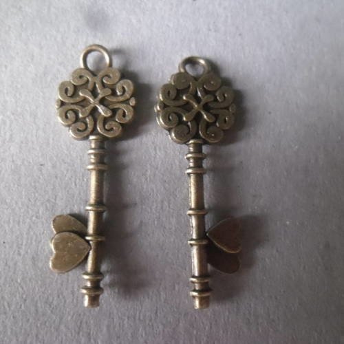 X 5 pendentifs breloque clé clef motif couleur bronze 34 x 10 mm 