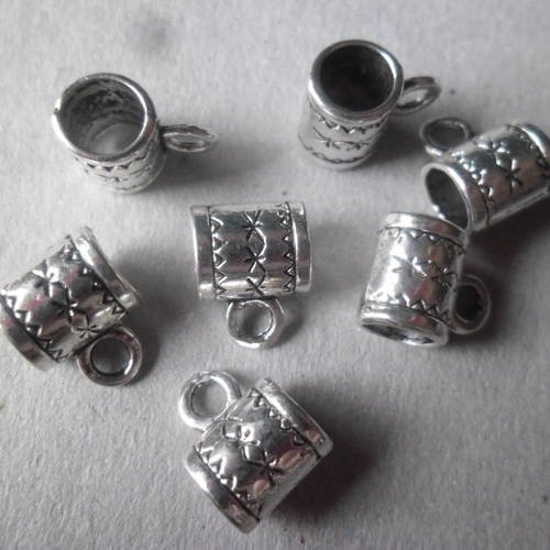 X 10 bélières perle pour bracelet charm argent tibétain 8 x 6 mm 