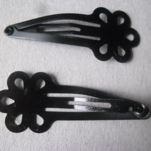 X 5 pinces à cheveux barrettes noir fleur métal 44 x 19 mm 