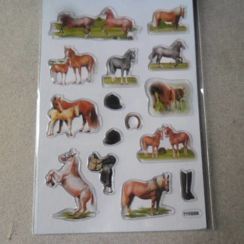 X 15 stickers autocollants bombés sur le thème de chevaux 