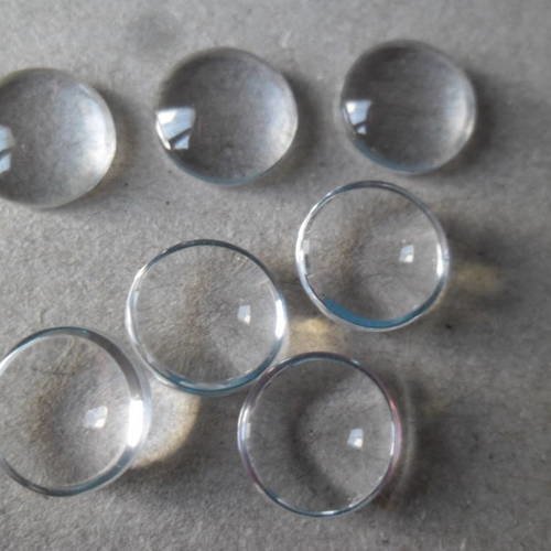 X 10 cabochons en verre rond transparent dôme 10 mm 