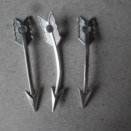 X 5 pendentifs/breloque en forme de flèche courbée argenté 3,5 x 0, 7 cm 
