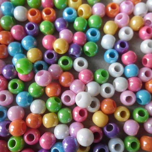 X 30 mixte perles multicolore satiné acrylique 6 mm 