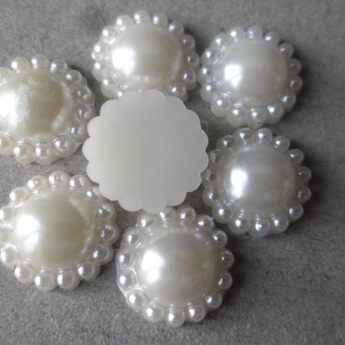 X 10 demi perles rond couleur ivoire pour création acrylique 12 mm 