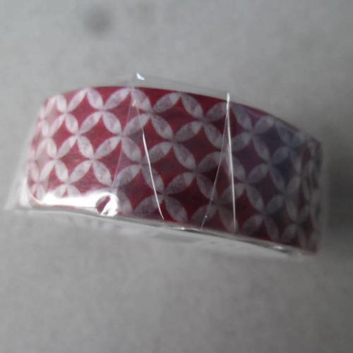 X 10 mètres de ruban adhésifs masking tape mt"washi" fond rouge motif blanc 15 mm 