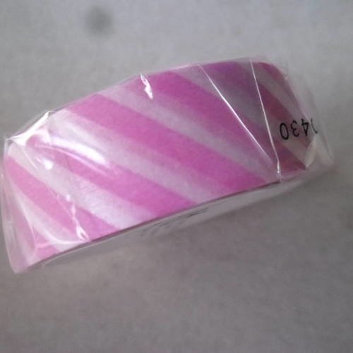 X 10 mètres de ruban masking tape mt"washi" autocollant à rayures rose,blanche 15 mm 
